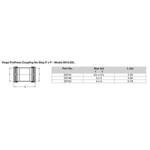 Viega ProPress 2-1/2" Copper Coupling w/o Stop - Double Press Connection - Smart Connect Technology [20743] - BuoyMart.com  Fittings Viega