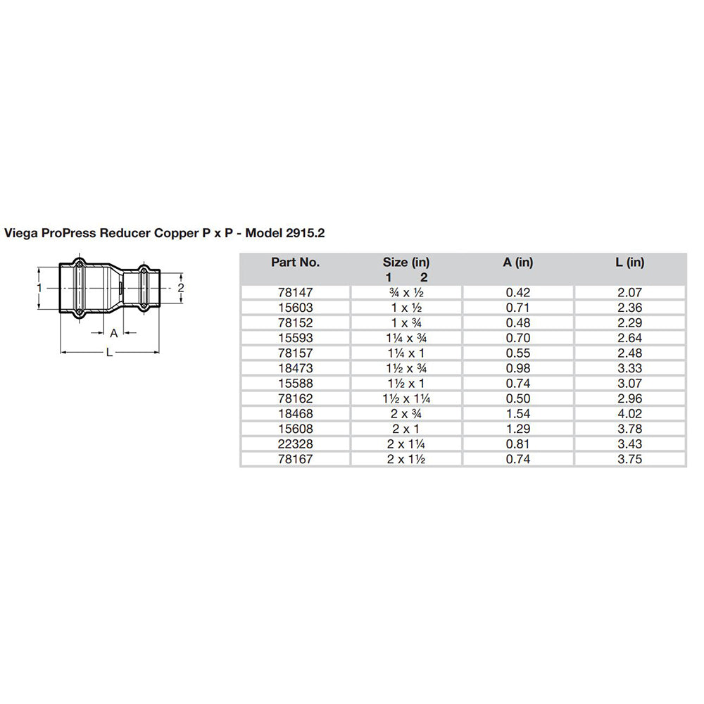 Viega ProPress 2" x 1" Copper Reducer - Double Press Connection - Smart Connect Technology [15608] - BuoyMart.com  Fittings Viega