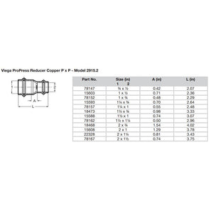 Viega ProPress 2" x 1-1/2" Copper Reducer - Double Press Connection - Smart Connect Technology [78167] - BuoyMart.com  Fittings Viega