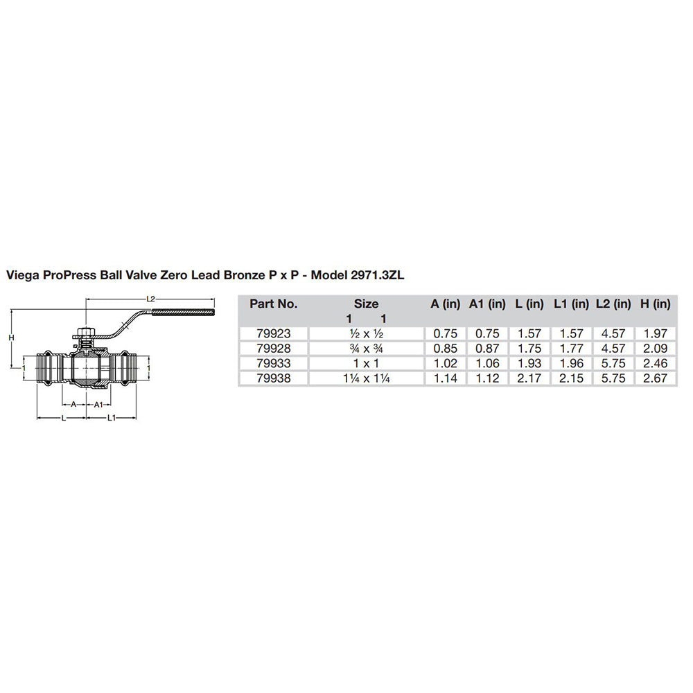 Viega ProPress 1/2" Zero Lead Bronze Ball Valve w/Stainless Stem - Double Press Connection - Smart Connect Technology [79923] - BuoyMart.com  Fittings Viega