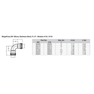 Viega MegaPress 1" 90 Stainless 304 Elbow - Double Press Connection - Smart Connect Technology [95015] - BuoyMart.com  Fittings Viega