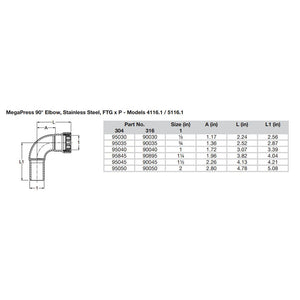 Viega MegaPress 1" 90 Stainless Steel 304 Elbow Street - Press Connection - Smart Connect Technology [95040] - BuoyMart.com  Fittings Viega
