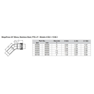 Viega MegaPress 1" 45 Stainless Steel 304 Elbow Street - Press Connection - Smart Connect Technology [95090] - BuoyMart.com  Fittings Viega