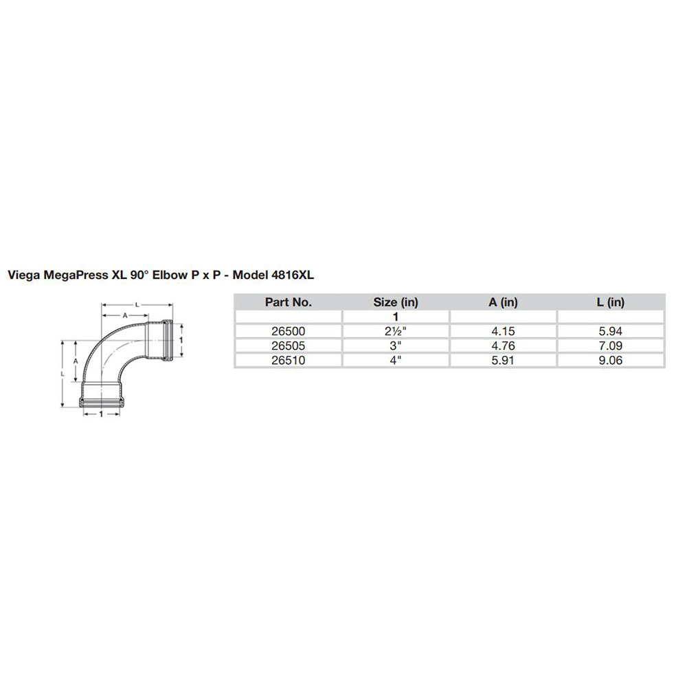 Viega MegaPress 3" 90 Carbon Steel Elbow w/FKM - Double Press Connection - Smart Connect Technology [26505] - BuoyMart.com  Fittings Viega