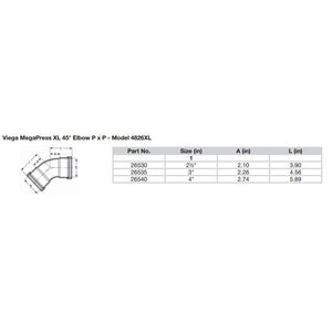 Viega MegaPress 2-1/2" 45 Carbon Steel Elbow w/FKM - Double Press Connection - Smart Connect Technology [26530] - BuoyMart.com  Fittings Viega