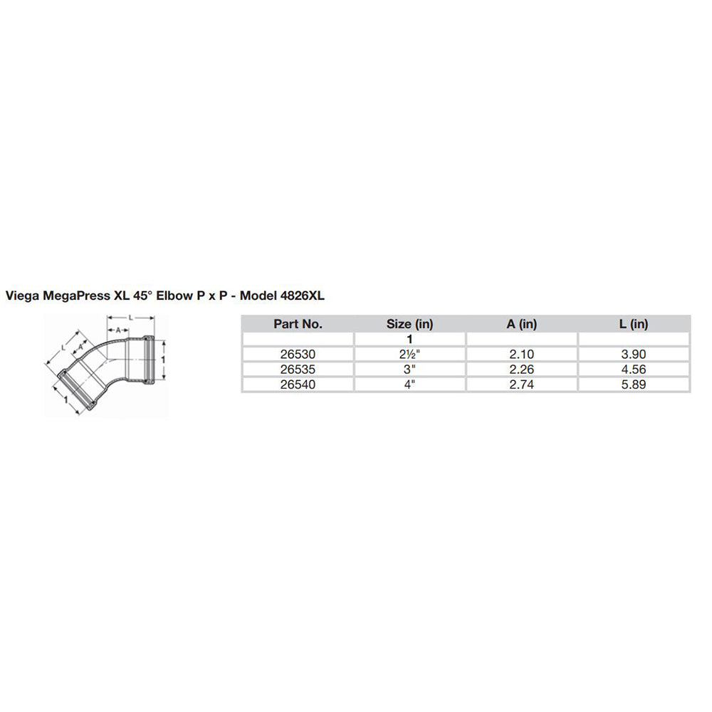 Viega MegaPress 3" 45 Carbon Steel Elbow w/FKM - Double Press Connection - Smart Connect Technology [26535] - BuoyMart.com  Fittings Viega