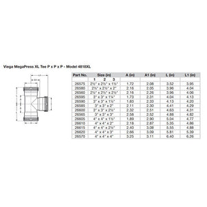 Viega MegaPress 2-1/2" Carbon Steel Tee w/FKM - Triple Press Connection - Smart Connect Technology [26560] - BuoyMart.com  Fittings Viega