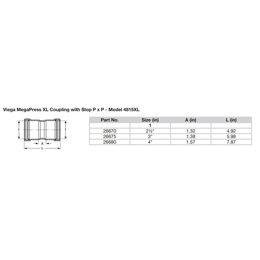 Viega MegaPress 2-1/2" Carbon Steel Coupling w/Stop w/FMK Double Press Connection - Smart Connect Technology [26670] - BuoyMart.com  Fittings Viega