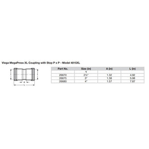 Viega MegaPress 2-1/2" Carbon Steel Coupling w/Stop w/FMK Double Press Connection - Smart Connect Technology [26670] - BuoyMart.com  Fittings Viega