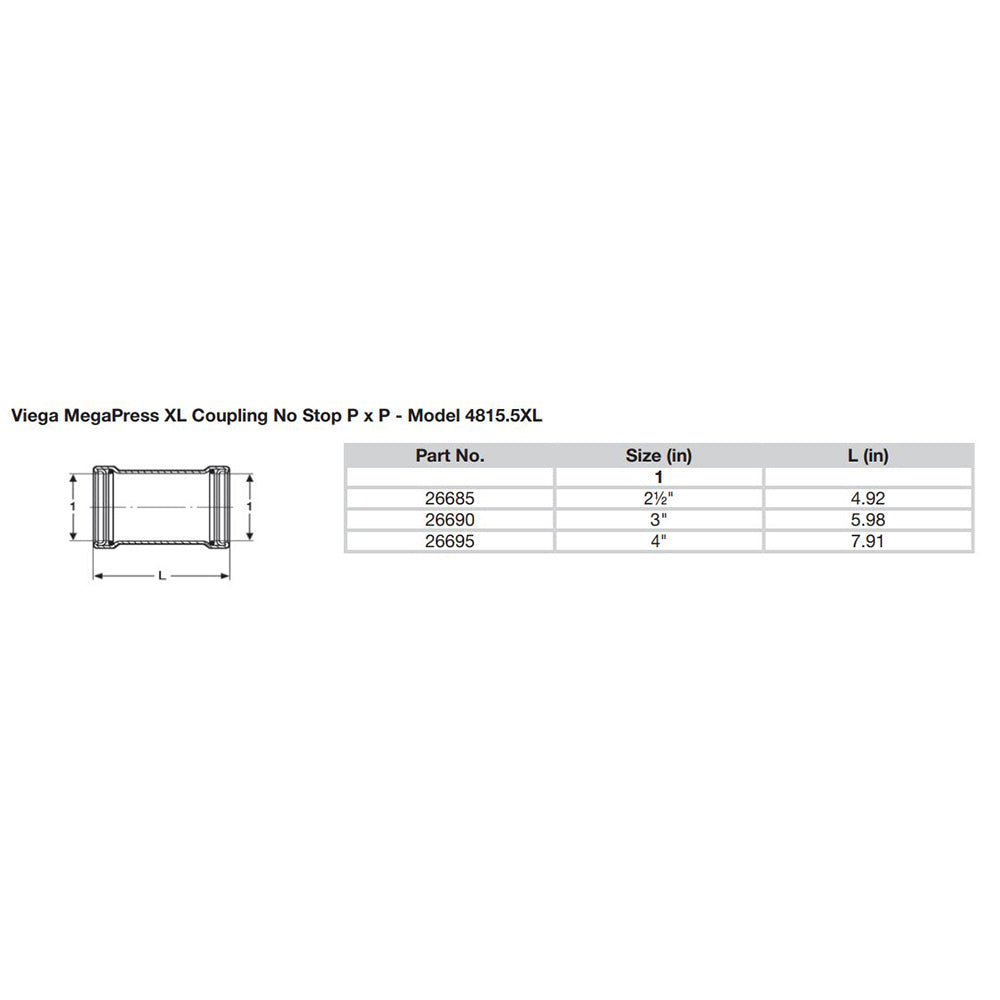 Viega MegaPress 2-1/2" Carbon Steel Coupling w/o Stop w/FMK - Double Press Connection - Smart Connect Technology [26685] - BuoyMart.com  Fittings Viega