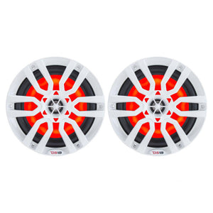 DS18 HYDRO 6.5" 2-Way Marine Speakers w/RGB LED Lights 300W - White [NXL-6] DS18