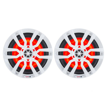 DS18 HYDRO 6.5" 2-Way Marine Speakers w/RGB LED Lights 300W - White [NXL-6] DS18
