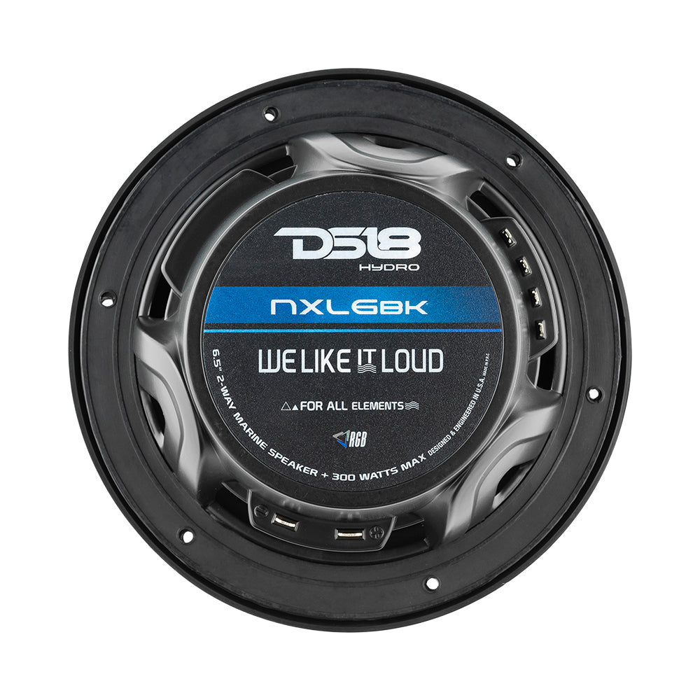 DS18 HYDRO 6.5" 2-Way Marine Speakers w/RBG LED Lights 300W - Matte Black [NXL-6BK] DS18