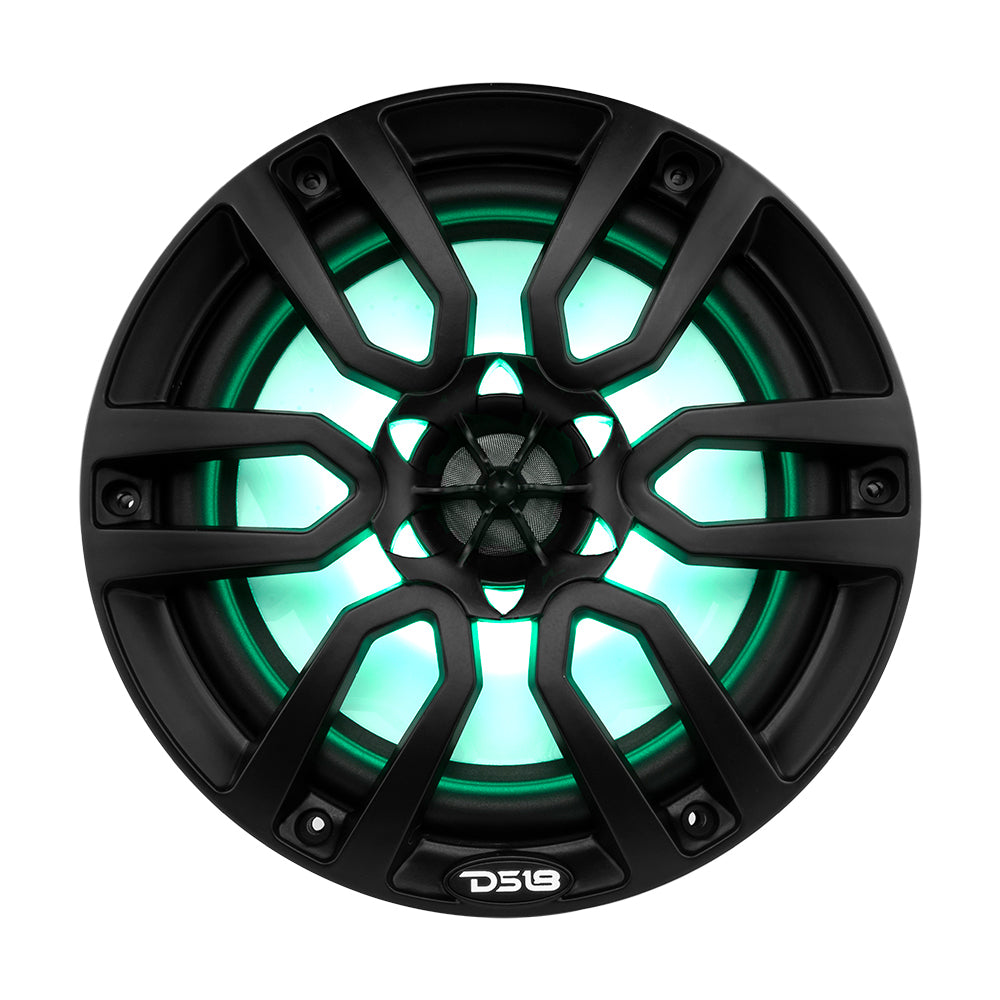 DS18 HYDRO 8" 2-Way Marine Speakers w/RGB LED Lights 375W - Matte Black [NXL-8BK] DS18