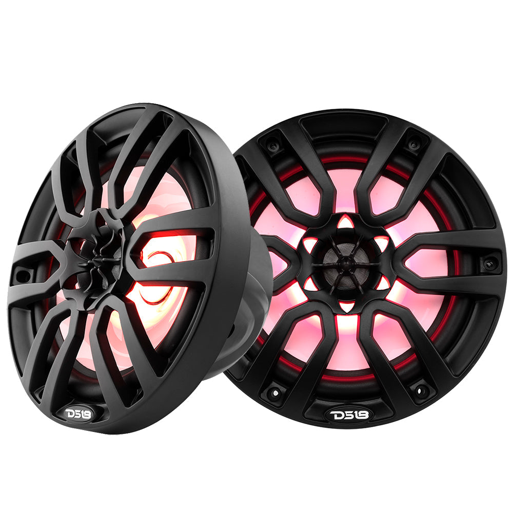 DS18 HYDRO 8" 2-Way Marine Speakers w/RGB LED Lights 375W - Matte Black [NXL-8BK] DS18
