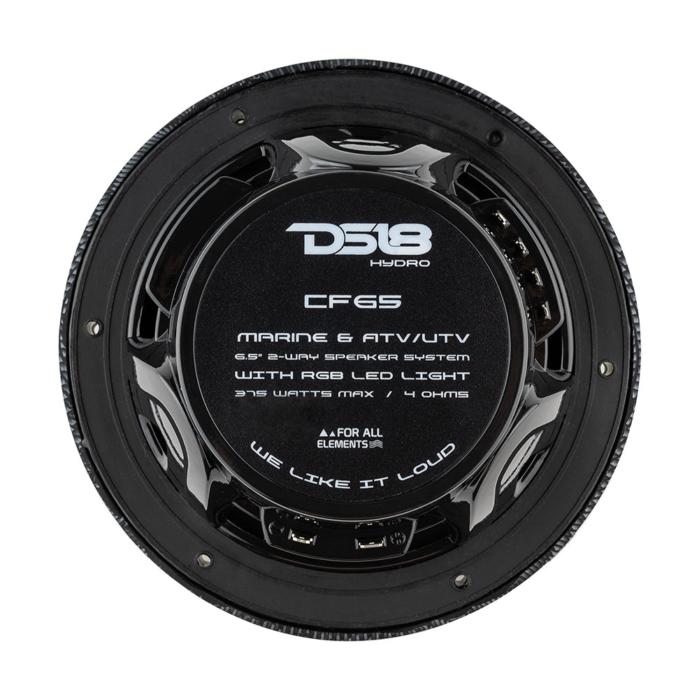 DS18 HYDRO 6.5" 2-Way Marine Speakers w/RGB LED Lights 300W - Black Carbon Fiber [CF-65] DS18