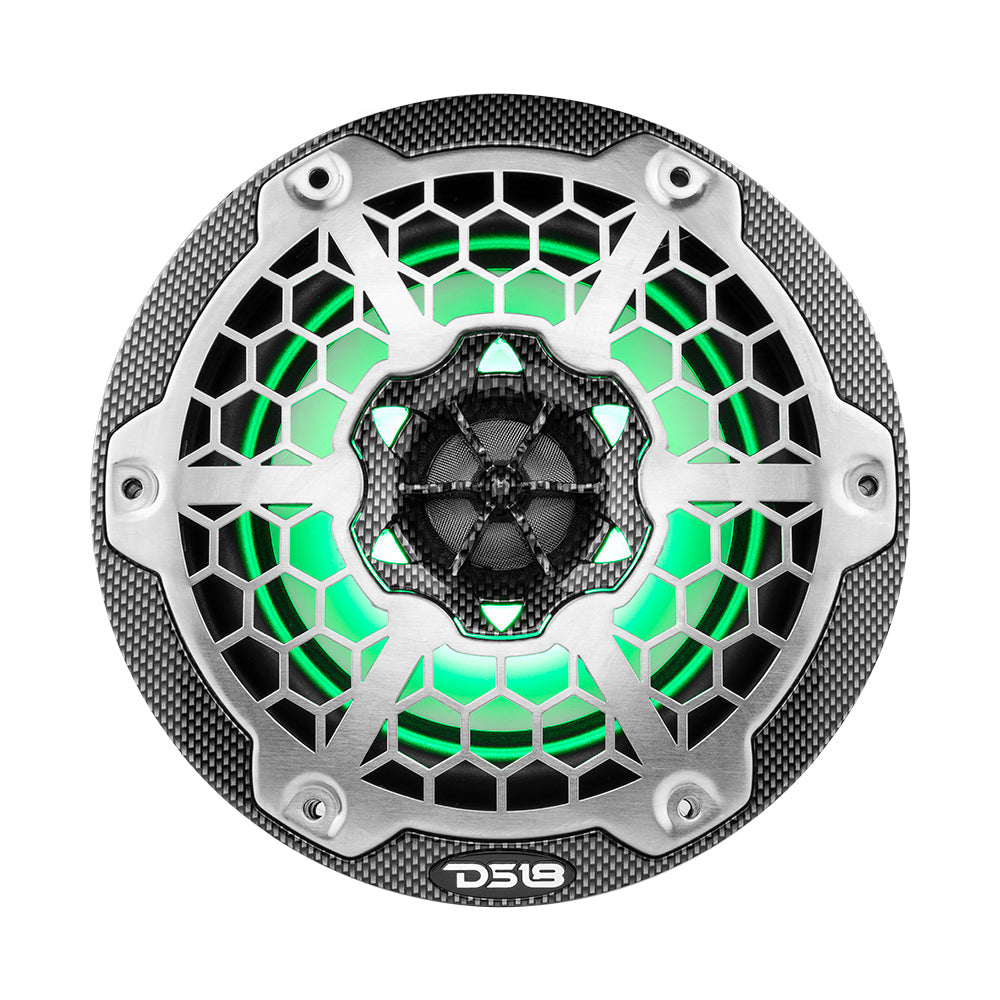 DS18 HYDRO 6.5" 2-Way Marine Speakers w/RGB LED Lights 300W - Black Carbon Fiber [CF-65] DS18