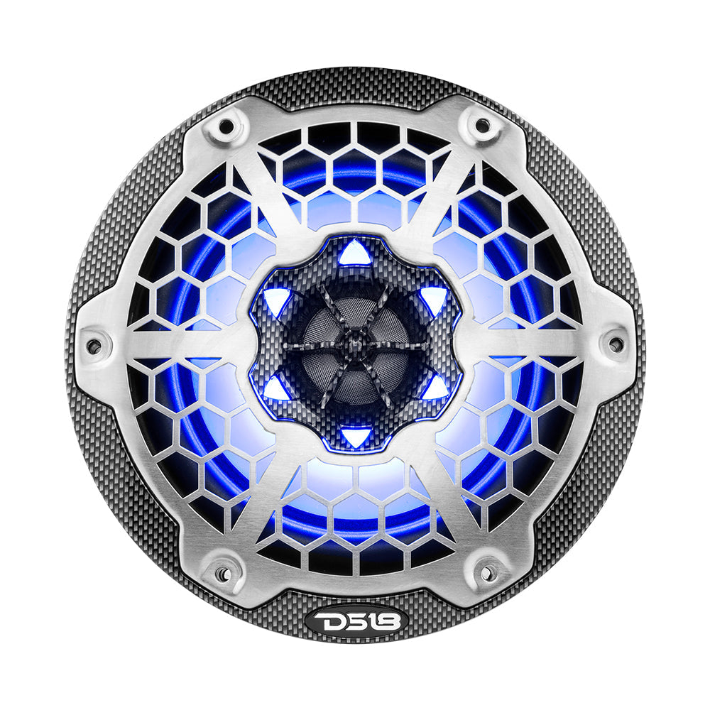 DS18 HYDRO 6.5" 2-Way Marine Speakers w/RGB LED Lights 300W - Black Carbon Fiber [CF-65] DS18