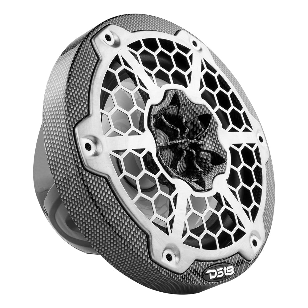 DS18 HYDRO 6.5" 2-Way Marine Speakers w/RGB LED Lights 300W - Black Carbon Fiber [CF-65] DS18