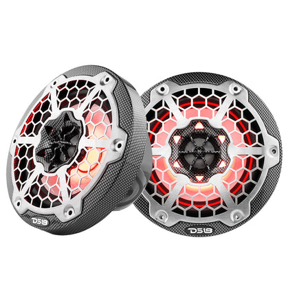 DS18 HYDRO 6.5" 2-Way Marine Speakers w/RGB LED Lights 300W - Black Carbon Fiber [CF-65] DS18