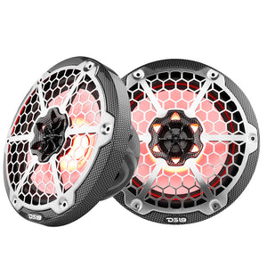 DS18 HYDRO 8" 2-Way Marine Speakers w/RGB LED Lights - 125W RMS, 4-Ohm - Black Carbon Fiber [CF-8M] DS18
