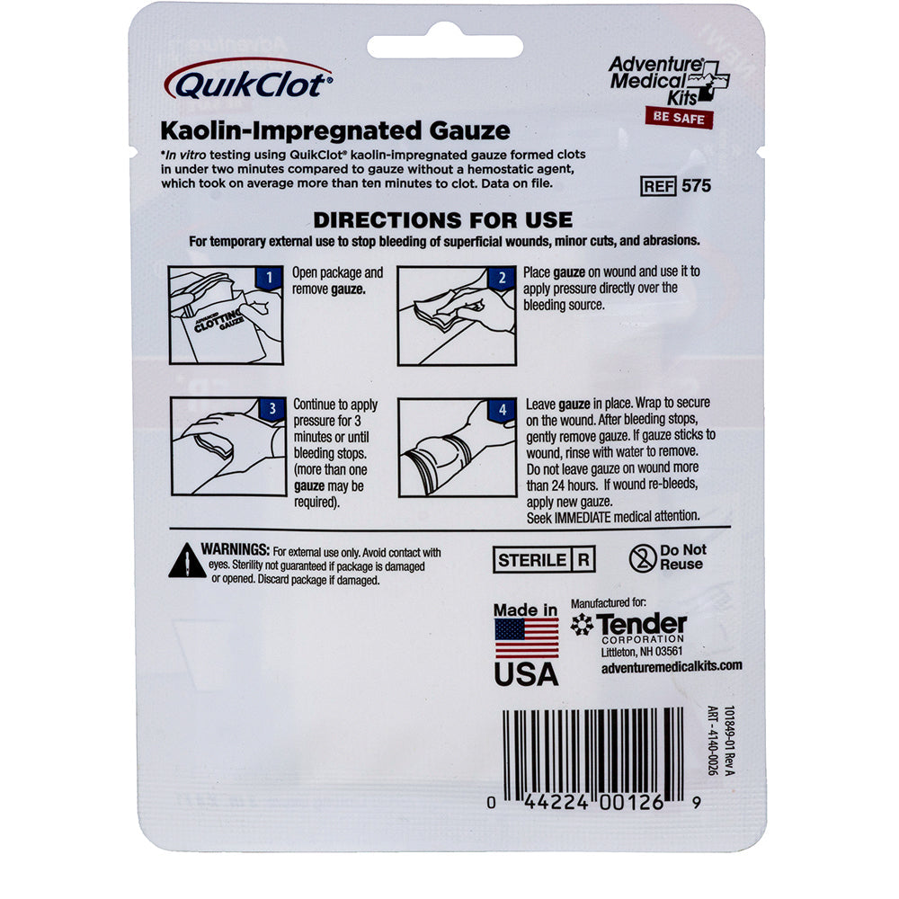 QuikClot Advanced Clotting Gauze - 3" x 4 [5020-0026] QuikClot