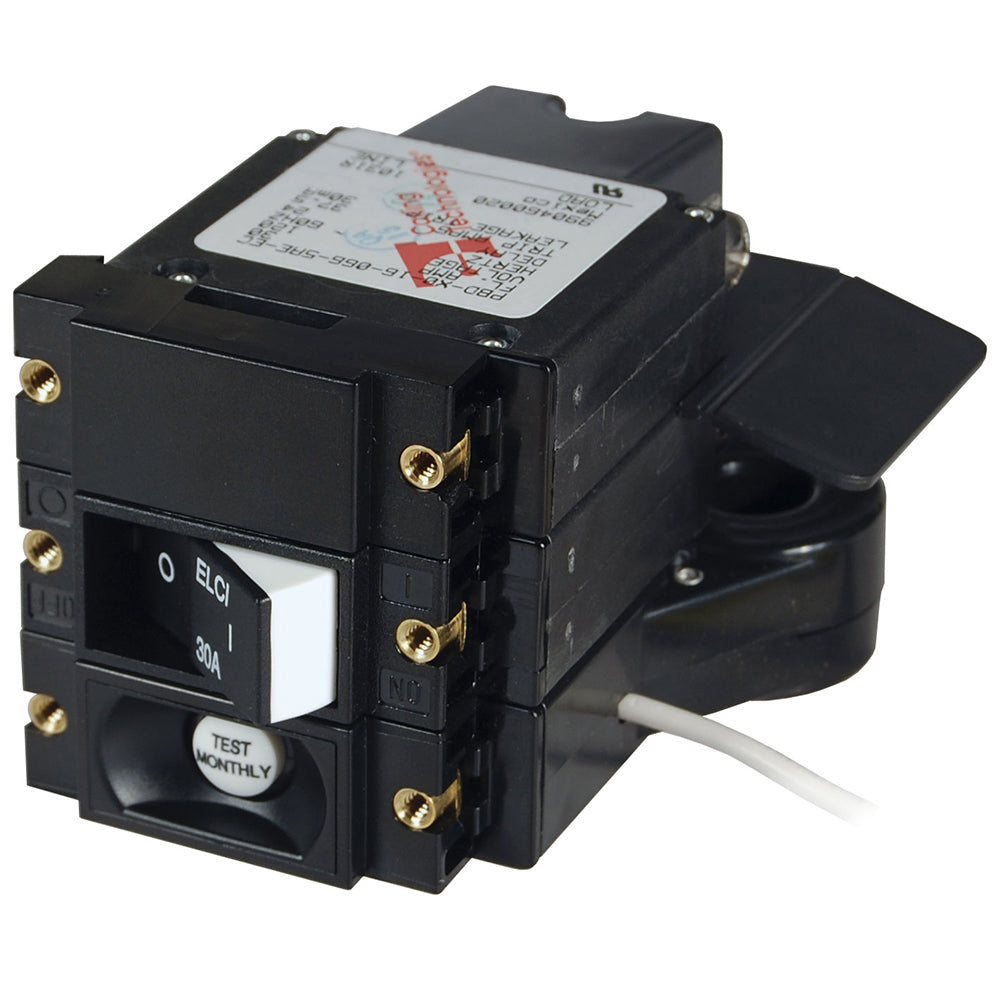 Blue Sea A-Series ELCI Main Circuit Breaker - Double Pole 120V AC 30A - Flat Rocker [3102100] - BuoyMart.com  Circuit Breakers Blue Sea Systems