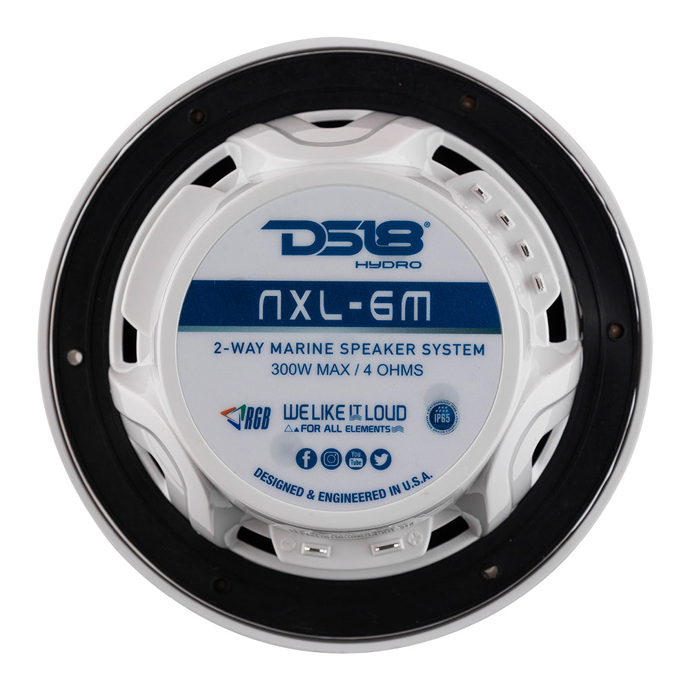 DS18 New Edition HYDRO 6.5" 2-Way Marine Speakers w/RGB LED Lighting 300W - White [NXL-6M/WH] DS18