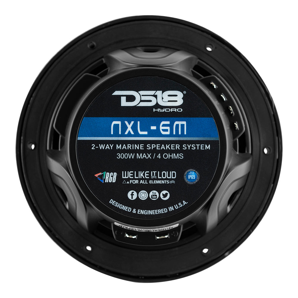 DS18 New Edition HYDRO 6.5" 2-Way Marine Speakers w/RGB LED Lighting 300W - Black [NXL-6M/BK] DS18