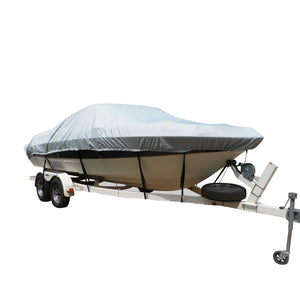 Carver Flex-Fit PRO Polyester Size 4 Boat Cover f/V-Hull  Tri-Hull Boats I/O or O/B - Grey [79004] - BuoyMart.com  Winter Covers Carver by Covercraft