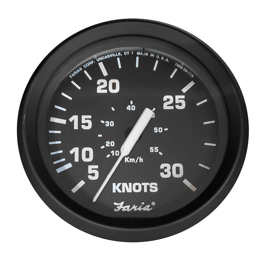 Faria Euro Black 4" Speedometer - 30 Knot (Pitot) [32809] - BuoyMart.com  Gauges Faria Beede Instruments