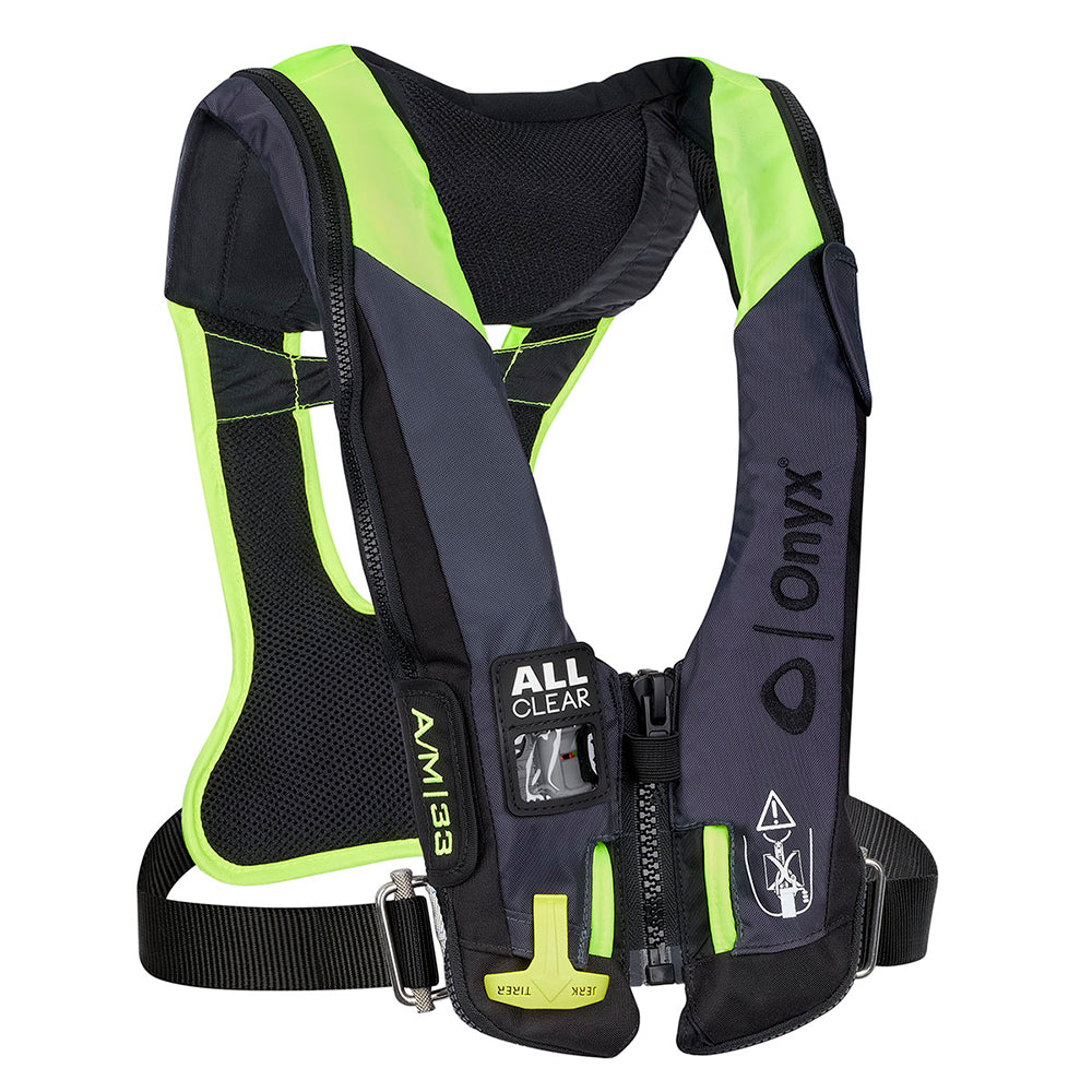 Onyx Impulse A/M 33 All Clear w/Harness Auto/Manual Inflatable Life Jacket - Grey [134300-701-004-21] - BuoyMart.com  Personal Flotation Devices Onyx Outdoor