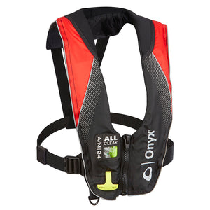 Onyx A/M-24 Series All Clear Automatic/Manual Inflatable Life Jacket - Black/Red - Adult [132200-100-004-20] - BuoyMart.com  Personal Flotation Devices Onyx Outdoor