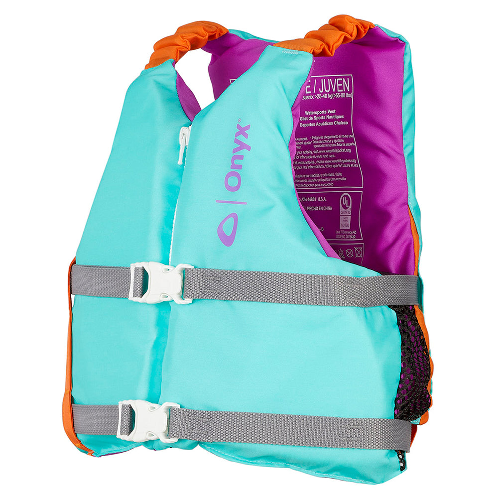 Onyx Youth Universal Paddle Vest - Aqua [121900-505-002-21] - BuoyMart.com  Personal Flotation Devices Onyx Outdoor