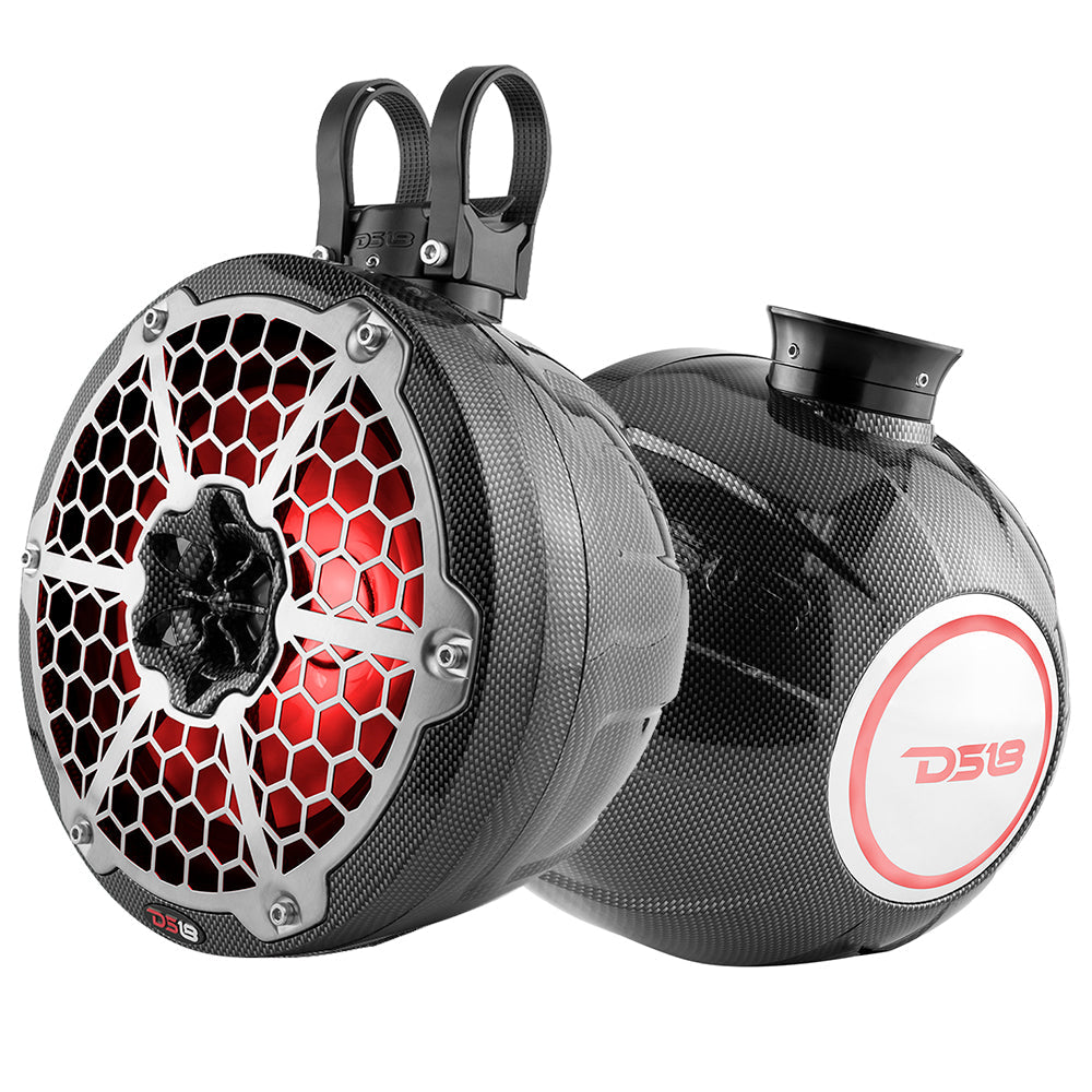 DS18 HYDRO 8" Compact Wakeboard Pod Tower w/RGB Light - 375W - Black Carbon Fiber [CF-PS8] DS18