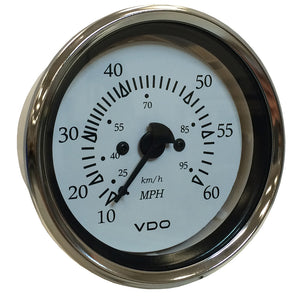 VDO Cockpit Marine 85MM (3-3/8") Pitot Speedometer - 0 to 60 MPH - White Dial/Chrome Bezel [260-15270] - BuoyMart.com  Gauges VDO