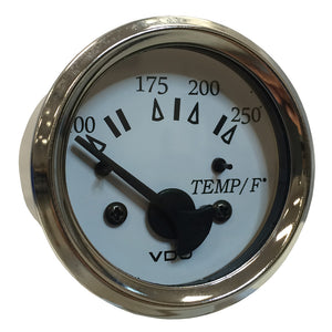 VDO Cockpit Marine 52MM (2-1/16") Water Temp. Gauge - 0-250F - White Dial/Chrome Bezel [310-15277] - BuoyMart.com  Gauges VDO