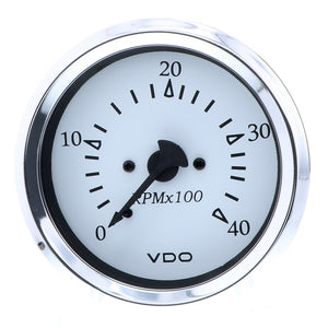 VDO Cockpit Marine 85MM (3-3/8") Diesel Tachometer - 4000 RPM - White Dial/Chrome Bezel [333-15273] - BuoyMart.com  Gauges VDO