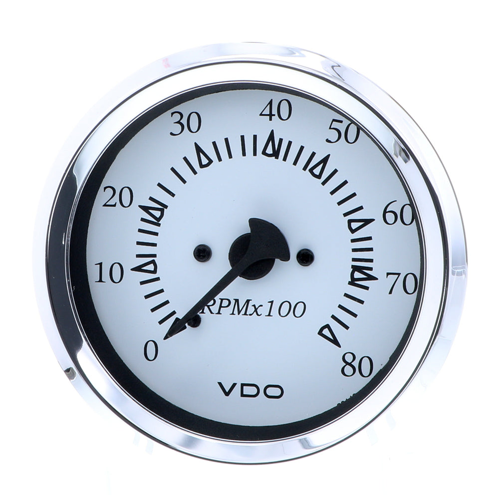 VDO Cockpit Marine 85MM (3-3/8") Outboard Tachometer - White Dial/Chrome Bezel [333-15275] - BuoyMart.com  Gauges VDO