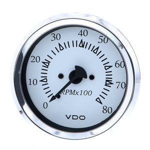 VDO Cockpit Marine 85MM (3-3/8") Outboard Tachometer - White Dial/Chrome Bezel [333-15275] - BuoyMart.com  Gauges VDO
