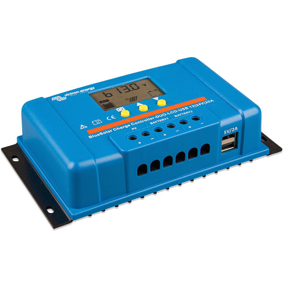 Victron BlueSolar PWM Charge Controller (DUO) LCD  USB Charge Control - 12/24VDC - 20A [SCC010020060] - BuoyMart.com  Battery Management Victron Energy