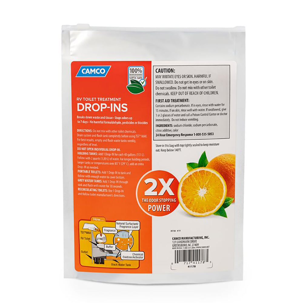 Camco TST MAX Orange RV Toilet Treatment Drop-Ins *10-Pack [41178] - BuoyMart.com  Accessories Camco