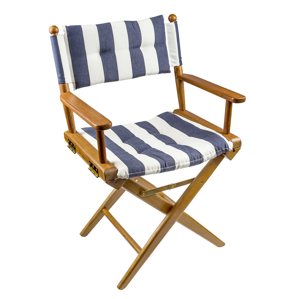 Whitecap Directors Chair w/Navy  White Cushion - Teak [61040] - BuoyMart.com  Teak Whitecap