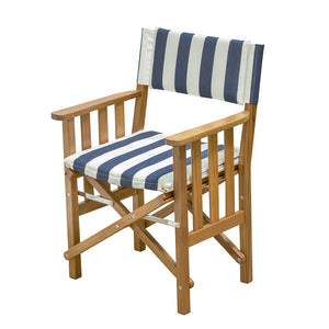 Whitecap Directors Chair II w/Navy  White Cushion - Teak [61050] - BuoyMart.com  Teak Whitecap