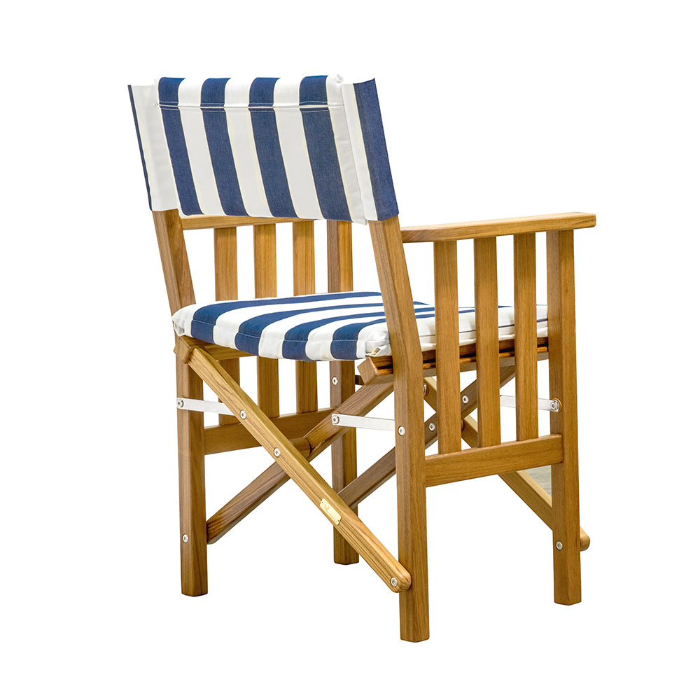 Whitecap Directors Chair II w/Navy  White Cushion - Teak [61050] - BuoyMart.com  Teak Whitecap