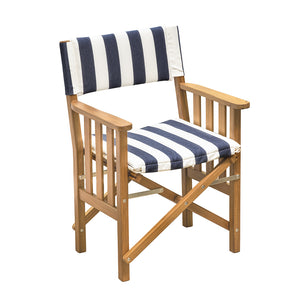 Whitecap Directors Chair II w/Navy  White Cushion - Teak [61050] - BuoyMart.com  Teak Whitecap