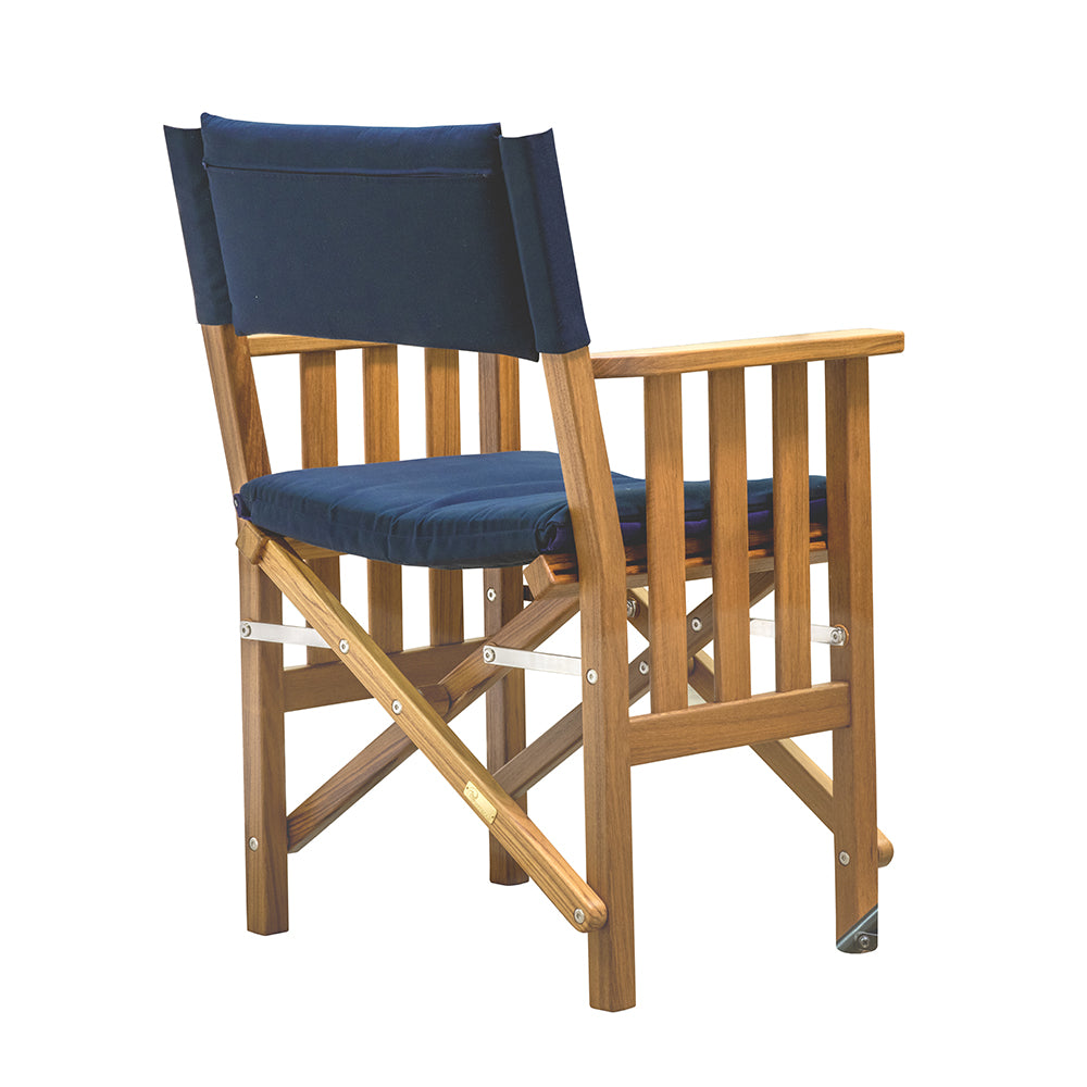 Whitecap Directors Chair II w/Navy Cushion - Teak [61052] - BuoyMart.com  Teak Whitecap