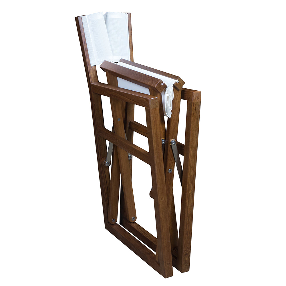 Whitecap Directors Chair w/White Batyline Fabric - Teak [63061] - BuoyMart.com  Teak Whitecap