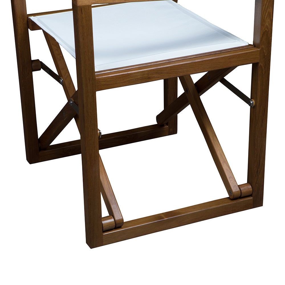 Whitecap Directors Chair w/White Batyline Fabric - Teak [63061] - BuoyMart.com  Teak Whitecap