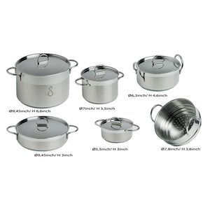 Marine Business Kitchen Cookware Pan Set Self-Containing - Stainless Steel - Set of 8 [20001] Marine Business